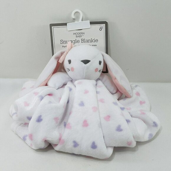 Modern Baby Snuggle Blankie Bunny Rabbit Easter Security Blanket 24” Lovey Heart - Picture 1 of 12